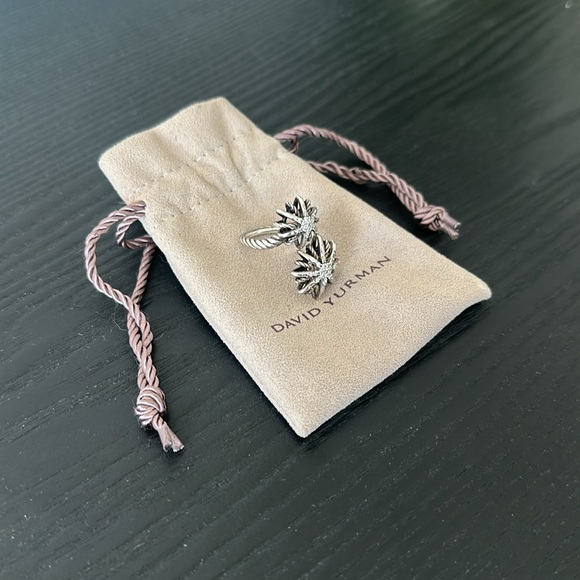 David Yurman Starburst Bypass Ring in Sterling Silver with Diamonds, 27.5mm - Picture 3 of 4